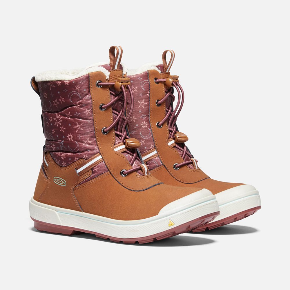 Botas de Invierno Keen Mexico Marrom/Rojos - Niños Kelsa Waterproof - OL5890367